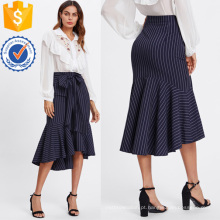 Fishtail mergulho hem listrado saia fabricação atacado moda feminina vestuário (ta3100s)